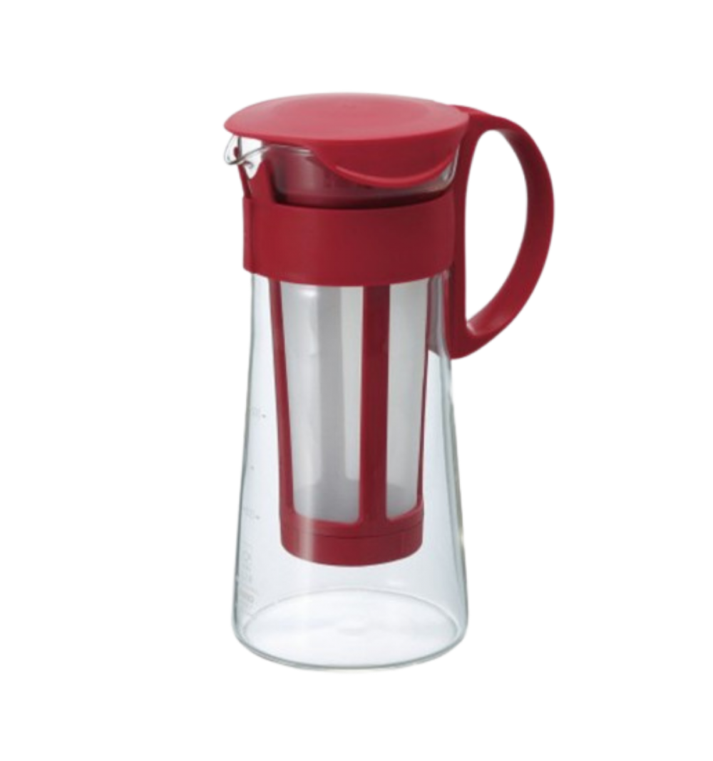 Jarra mini con filtro para café frío rojo 600ml Hario